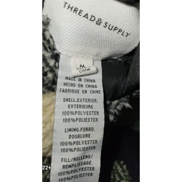 V22  Thread & Supply Black & White Buffalo Check Reversable Sherpa vest - Picture 9 of 9